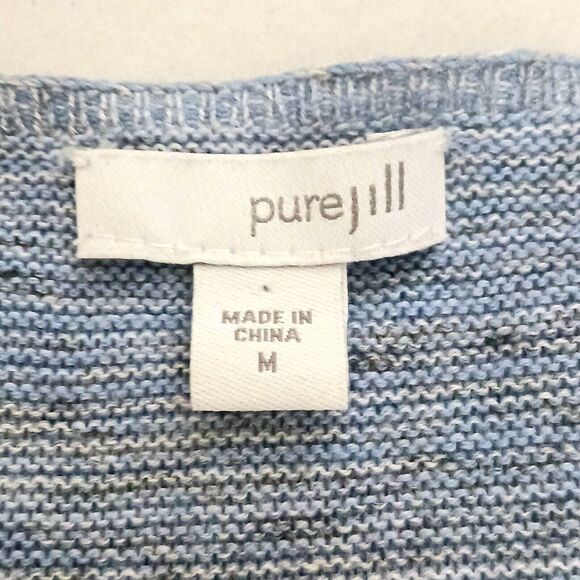 J Jill Pure Jill Long Knit Tunic Top Blue Cotton Linen Sz M - Picture 2 of 8